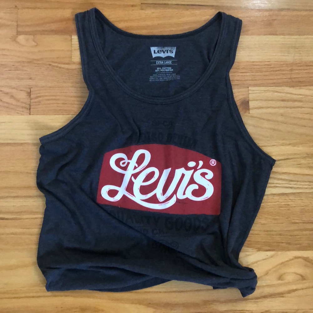 LEVI’S Retro Tank Top Gray Red Graphic Logo XL  Cotton NWOT PERFECT
